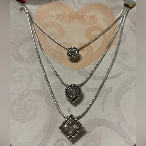 💎 RARE BRIGHTON VINTAGE Silver 3-Tier Pendant Necklace! - Picture 8 of 9